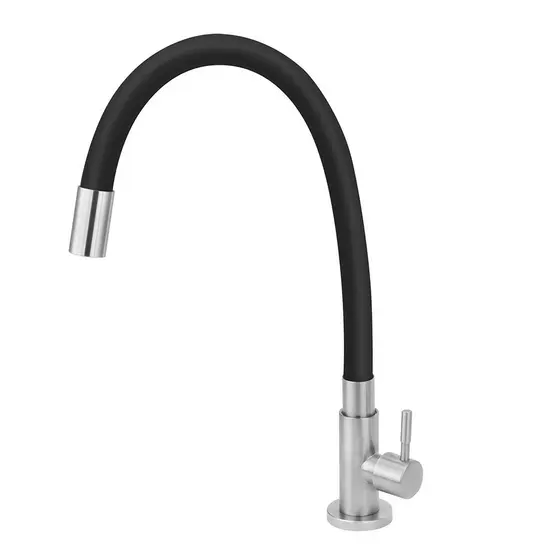Torneira Cozinha Inox Escovado Mesa Flexível Gourmet Preto