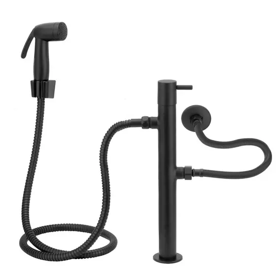 Ducha Higiênica Vertical De Piso Preto Black Com Derivação Banheiro