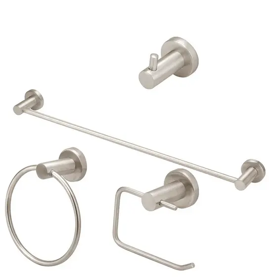 Kit Acessórios Banheiro Completo Inox Escovado 4 Peças