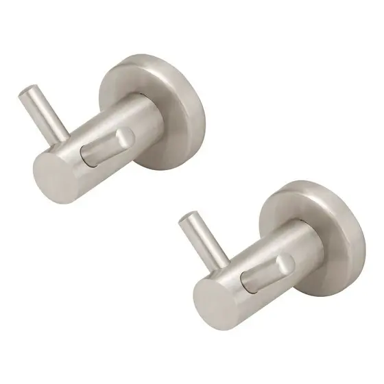 Kit 2 Porta Toalha Cabide Duplo Banheiro Inox Escovado Completo