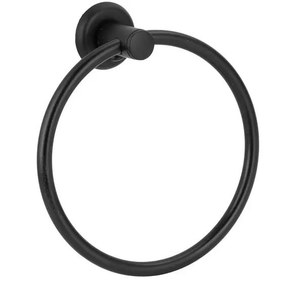 Porta Toalha Argola Mãos Rosto Metal Black Preto Banheiro Toalheiro Cabide