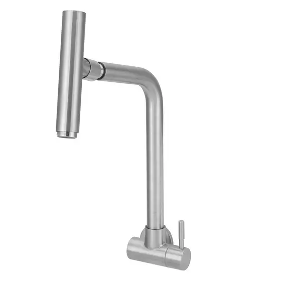 Torneira Cozinha Parede Inox Escovado Bica Articulada 360 Graus Flexivel Multiuso