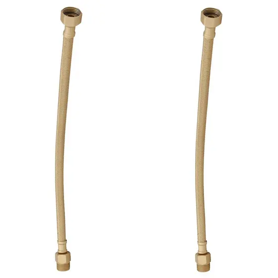 Kit 2 Engate Mangueira Flexível Dourado Trançado Inox 60cm Completo