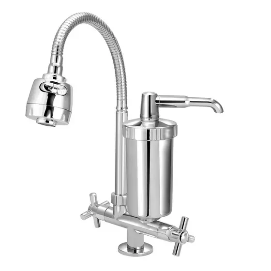 Torneira Cozinha Gourmet Mesa Flexivel ABS Com Filtro 1/4 Volta Bica Giratoria Slim