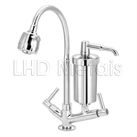 Torneira Metal Inox Filtro Gourmet Pia Mesa Cozinha Bancada Agua Quente Fria