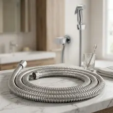 Engate Flexível Mangueira Chuveirinho Ducha Higiênica 1,20m Prateado Aço Inoxidável Agua Conexao