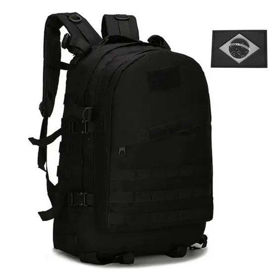 Mochila Tática Militar Assault 50 Litros Camping Trilha Top com Bandeira