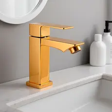 Torneira de Lavabo Banheiro Black Prata Dourado Luxo Metal Moderna 1/2 Cuba Fosco Inox Quadrada