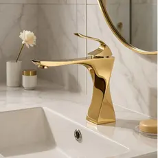 Torneira Banheiro Bica Baixa Lavabo Pia Monocomando Dourada
