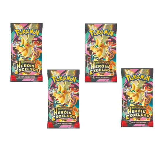 Combo de Booster Diversos Pacotes Pokémon, Megaevolução, Equilíbrio Perfeito, Fogo Fantasmagorico, Heróis Excelsius