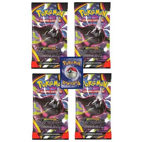 Combo 4 Booster Pokémon Escuridão Absoluta Lacrado Original COPAG + Carta Coreana Aléatoria