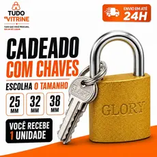 Cadeado Glory com Chaves Unitário 25 32 ou 38mm Mala Armário Portão