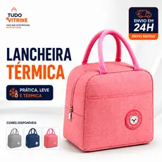 Lancheira Térmica Bolsa Marmita Impermeável com Zíper Alça Reforçada Conserva Alimentos Cores Sortidas