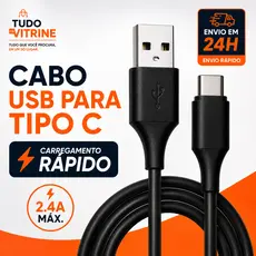 Cabo USB Para Tipo C 2.4A Carregamento Rápido 1 Metro Cabo USB-C Android