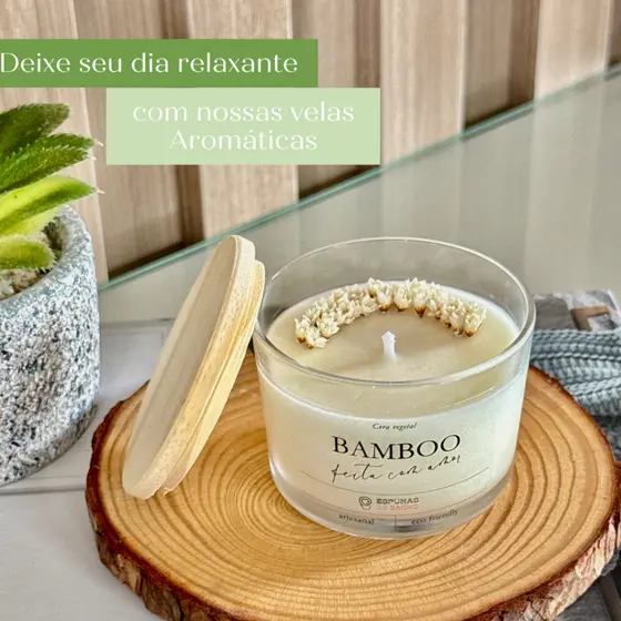 Vela Aromática Perfumada à base de cera vegetal - Bamboo