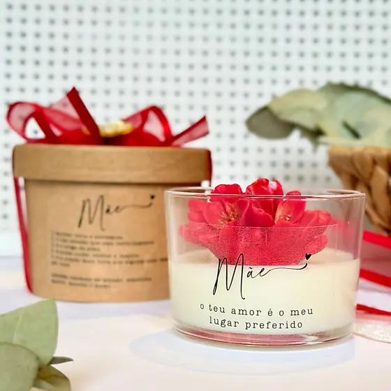 Presente dia das Mães - Coleção Amor que Perfuma - Vela Aromática Cereja e Avelã