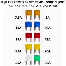 Jogo 10 Fusíveis Lâmina Pequena para Automóveis - Proteção Elétrica Segura e Confiável Startools