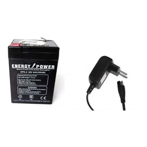 Kit Bat. recarregavel 6v 4.0/4.5ah + Carregador 6v 900mah Moto Bandeirantes