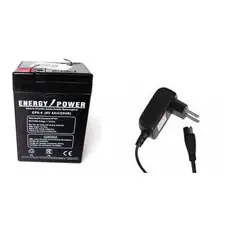 Kit Bat. recarregavel 6v 4.0/4.5ah + Carregador 6v 900mah Moto Bandeirantes