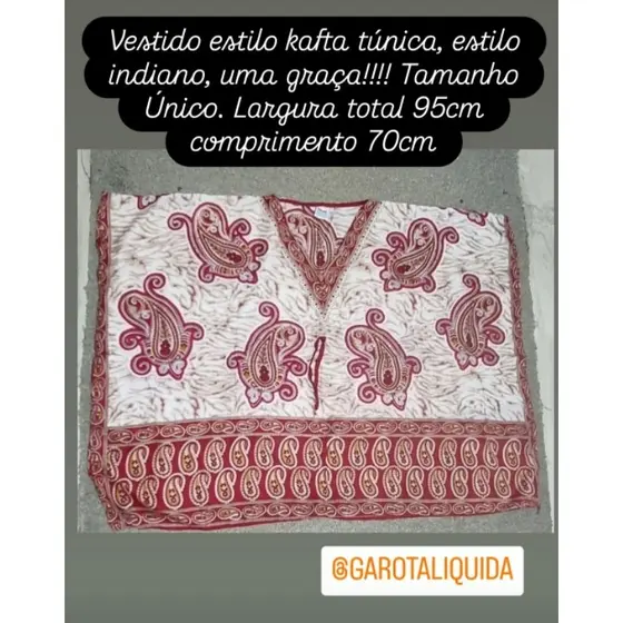 Vestido estilo kafta túnica, estilo indiano, uma graça!!!! Tamanho Único