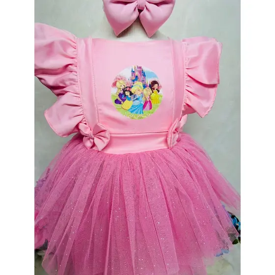 romper tematico para aniverssario princesas cute salopete cuty princesas