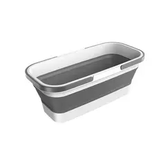 Balde Dobrável Retangular de Silicone com Alça Pratico Retrátil e Compacto 46 cm