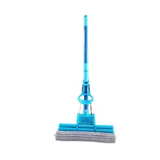 Rodo Mágico Flex Cabo Regulável Telescópico Refil Cinza de Qualidade Esfregão PVA 27 cm Compacto Leve Retrátil Azul
