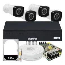 Kit 4 Câmeras Segurança Infravermelho Externas Dvr Intelbras 1004C 4 Canais HD