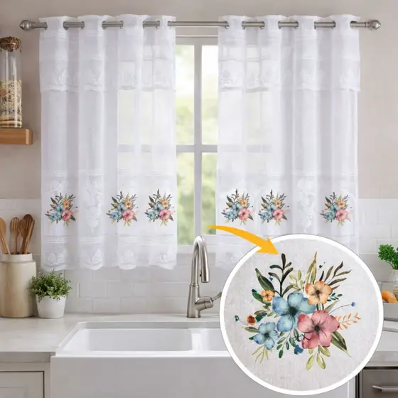 Nova Cortina Moderna de alta Qualidade de renda Estampada 2,50m x 1,20m 100% Poliester