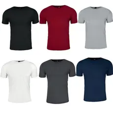 kit 5 Camisa Masculina Básica Lisas Casual Revenda Gola Redonda Algodão 30.1