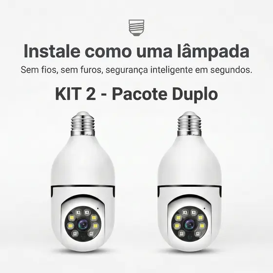 Kit Câmera Segurança Prova D'água Infravermelho Lâmpada Sem Fio Wifi - Yoosee