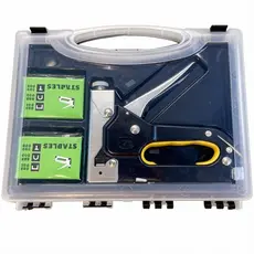 Grampeador Tapeceiro Alta Pressão Pra Madeira Estofado Manual Maleta Profissional Kit 3 em 1