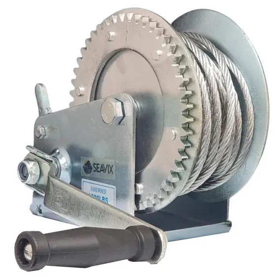 Guincho Manual Catraca De 1800LBS Com Cabo Aço 1225KG Subir Descer Barcos