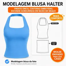 Molde para Costura Blusa Halter Disfarça Gordurinha do Braço, P M G Kraft Cortado,Vídeo Aula