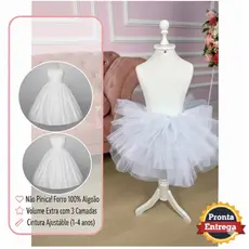 Saiote Festa Infantil Vestido Anagua 1 a 14 anos - Não pinica - Envio imediato