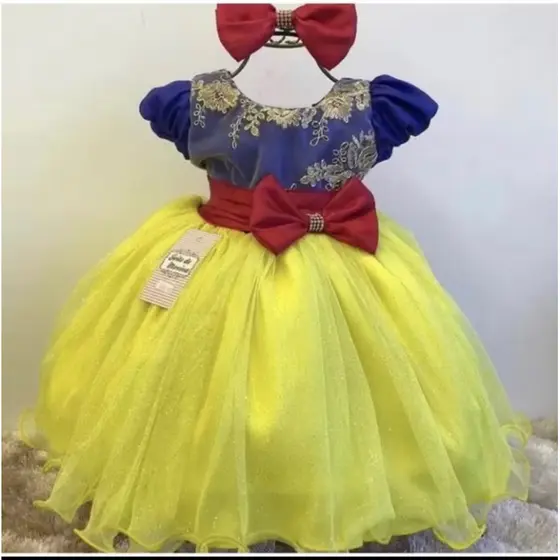 Vestido Infantil Branca de Neve Super Luxo ENTREGA RAPIDA