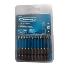 Ponta Bits de Impacto PH2 50MM Ponteira Magnética Philips 1/4 Kit 10 Peças Torção Conexão Rosqueada Gross