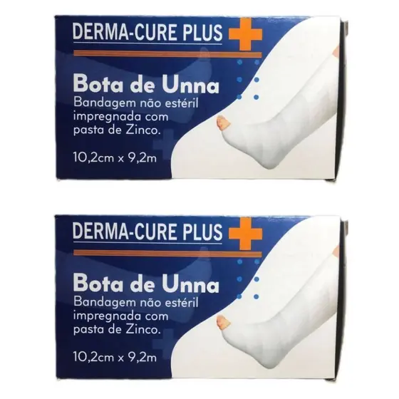 Kit 2 Derma-Cure Plus Bota de Unna 10,2cm x 9,2m Curativo Cicatriz Queimadura impregnada pasta Zinco