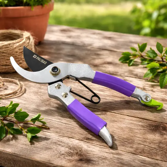 Tesoura Poda Jardinagem Profissional 18cm Para Plantas Galhos Cabo Emborrachado Com Trava E Mola Palisad