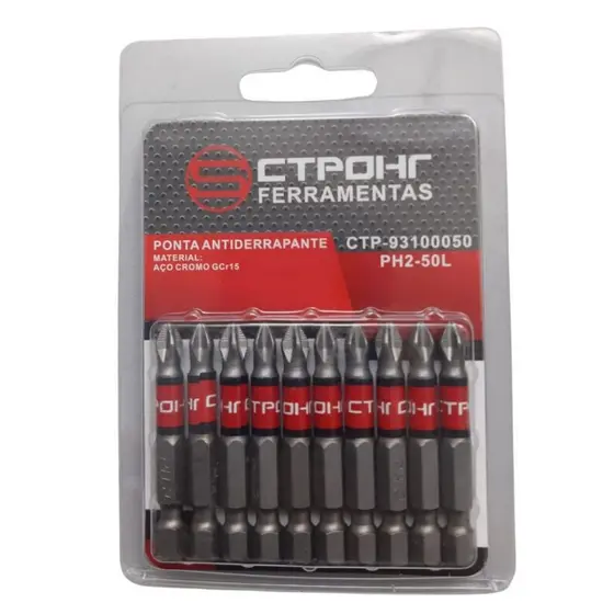 Ponta Bits PH2 50 Kit 10 Peças Ponteira Magnética Antiderrapante Parafusadera Philips Imã