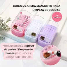 Organizador de Brocas com Escova de Limpeza - Portátil, Compacto e Prático JY-10098