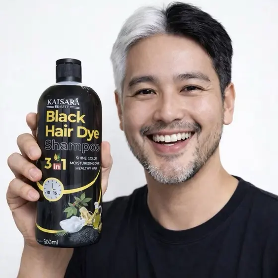 Shampoo Hair Dye Kaissara 500ml Tonalizante Preto Escurecedor Cobre Cabelos Brancos
