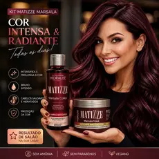 KIT Shampoo + Máscara Matizze Tonalizante Marsala Vinho Intenso Sem Amônia 100% Natural Matizze
