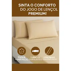 Jogo de Cama Casal com Lençol e Fronhas Premium Macio e Confortável Ponto Palito