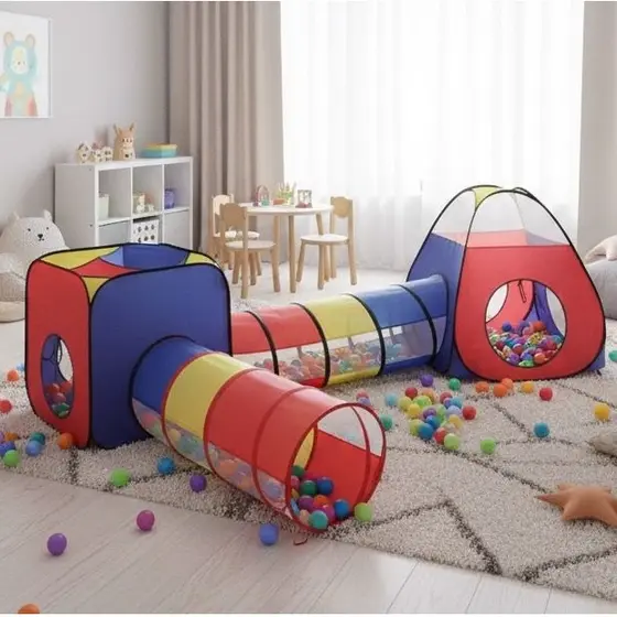 Toca Túnel 4 Em 1 Colorida Tenda Barraca Infantil Cabana Top
