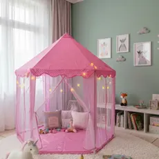 Tenda Rosa Barraca Cabana Infantil Mundo Das Princesas + Led