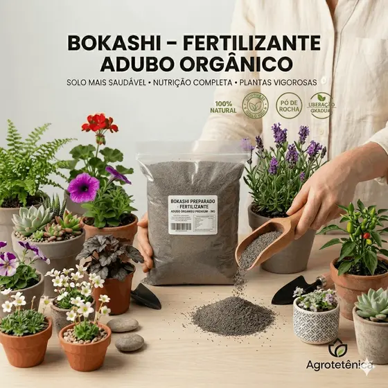 Bokashi Adubo Orgânico Farelado 1kg 3kg 6kg para Plantas Hortas Flores Orquídeas e Frutíferas