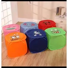 Cesto Grande Com Tampa Organizador de Brinquedo Roupas Sujas Multiuso Dobrável  Bichinhos Infantil