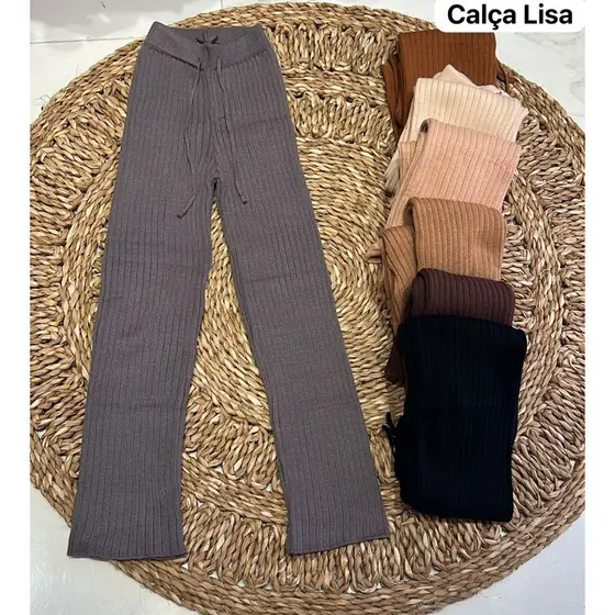 Calça Feminina Com Amarra de Tricô Modal
