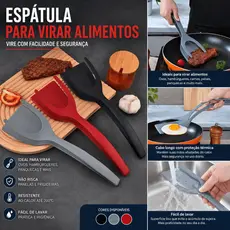 Espátula De Cozinha 2 Em 1 Para Virar Alimentos Antiaderente Ovos Hambúrguer Frango